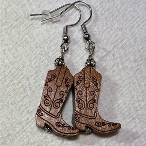 Cowboy/Cowgirl Artisan Brown Boot Earrings